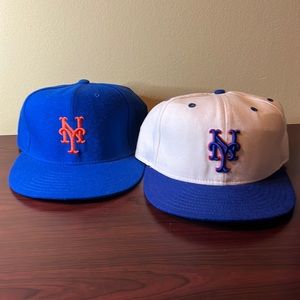 Two New York Mets classic New Era ball caps. Fitted size 7-1/4.